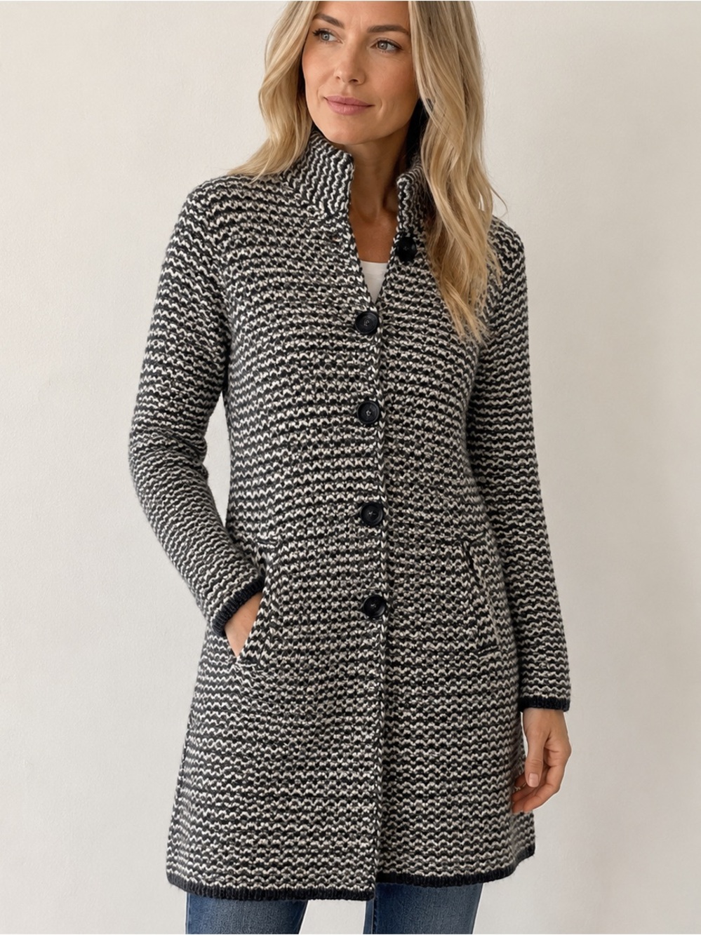 COCOGIO  Alpaca Wool Blend Knit Long Women’s Cardigan Sweater Coat  Medium
